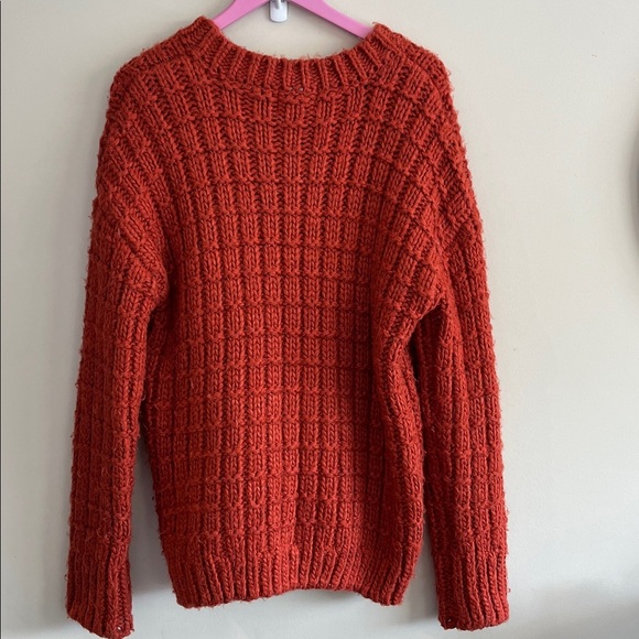 Moon River Size Large Fisherman Grunge Wool Blend Red Crewneck Sweater - Picture 6 of 7